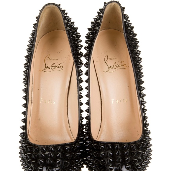 Christian Louboutin Spike Accents Patent Leather Pumps - Picture 3 of 4